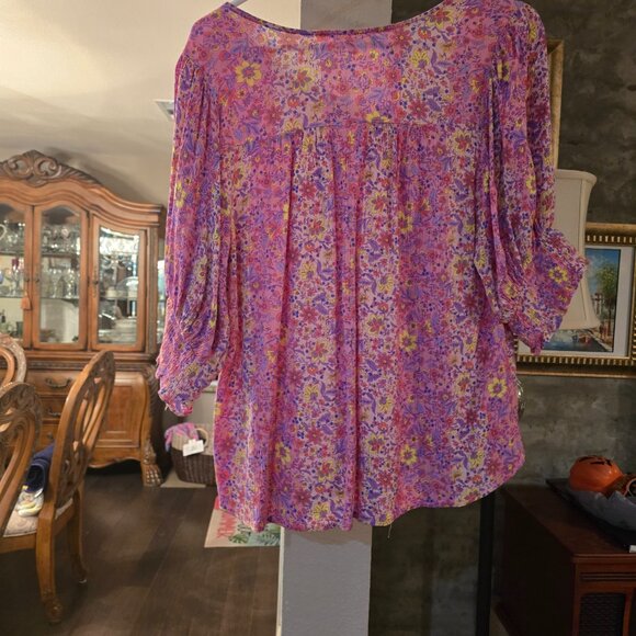 Easel pink flower shirt and pant set - Picture 2 of 8